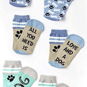 3 Pair DOG THEMED Slipper Socks Clothing Accessory Size 9 to 11